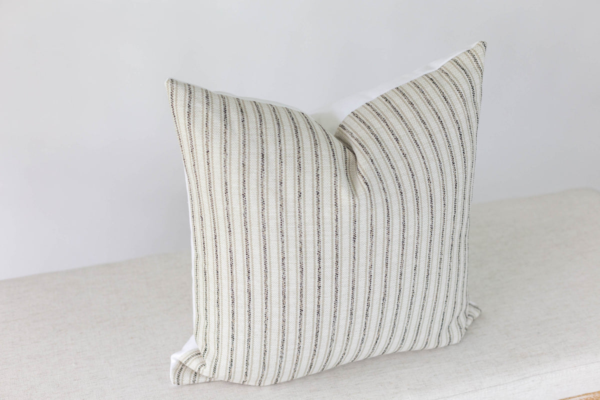 Beige and Black Stripe Pillow Cover