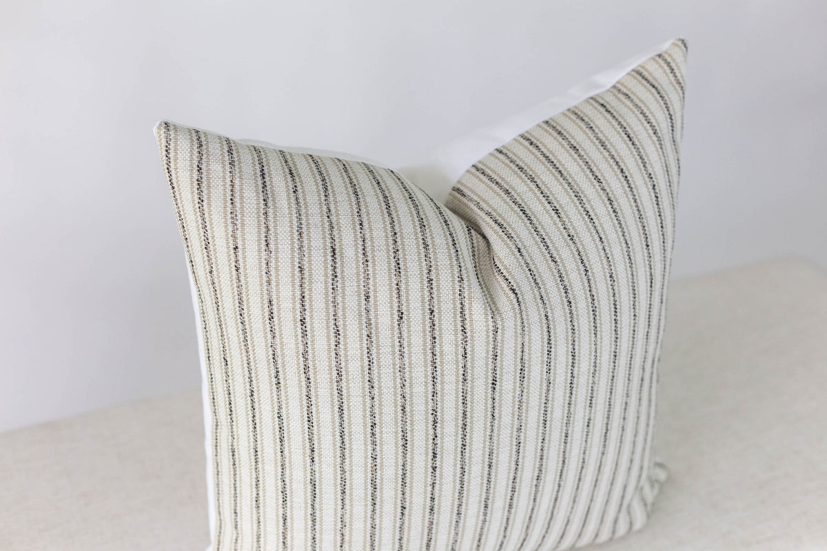 Beige and Black Stripe Pillow Cover