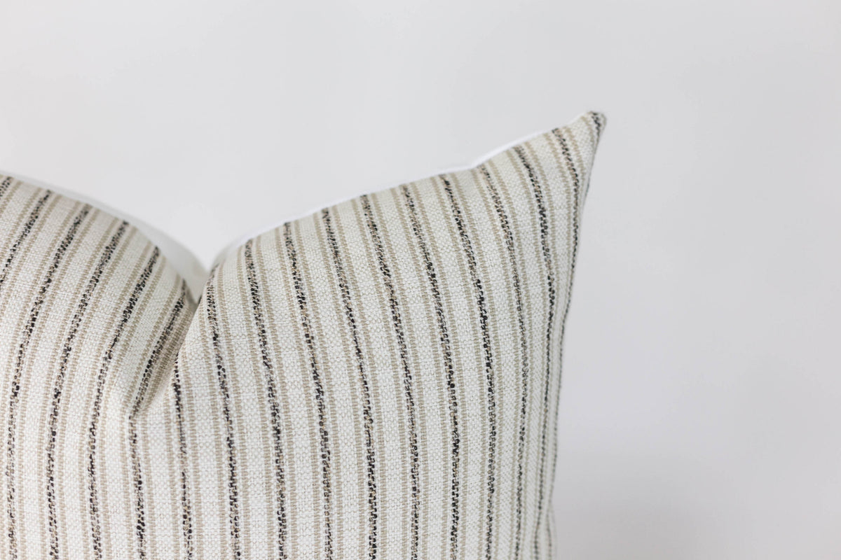 Beige and Black Stripe Pillow Cover