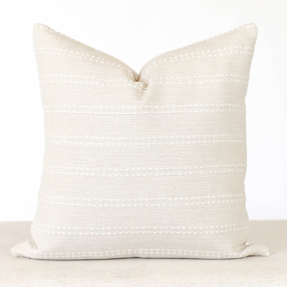 Cream and White Stripe Pillow Cover