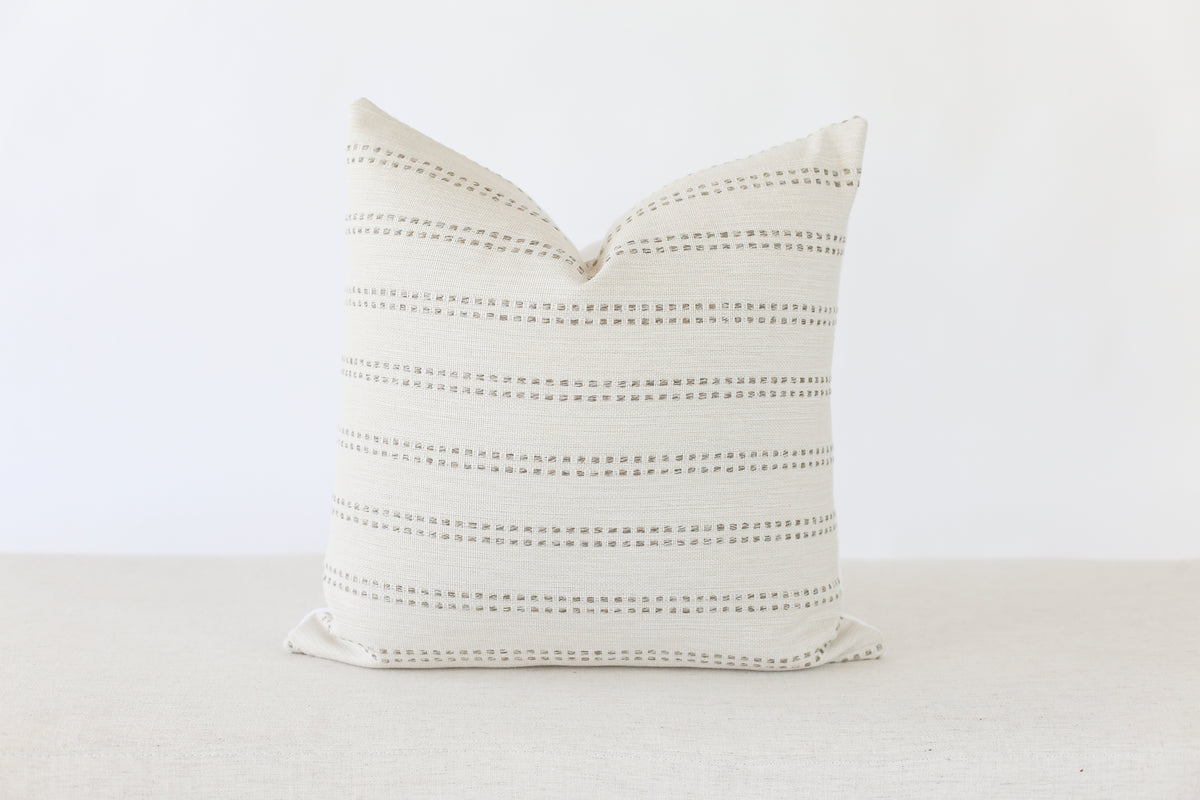 Cream and Grey Stripe Pillow Cover