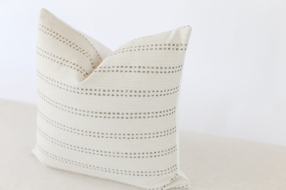 Cream and Grey Stripe Pillow Cover