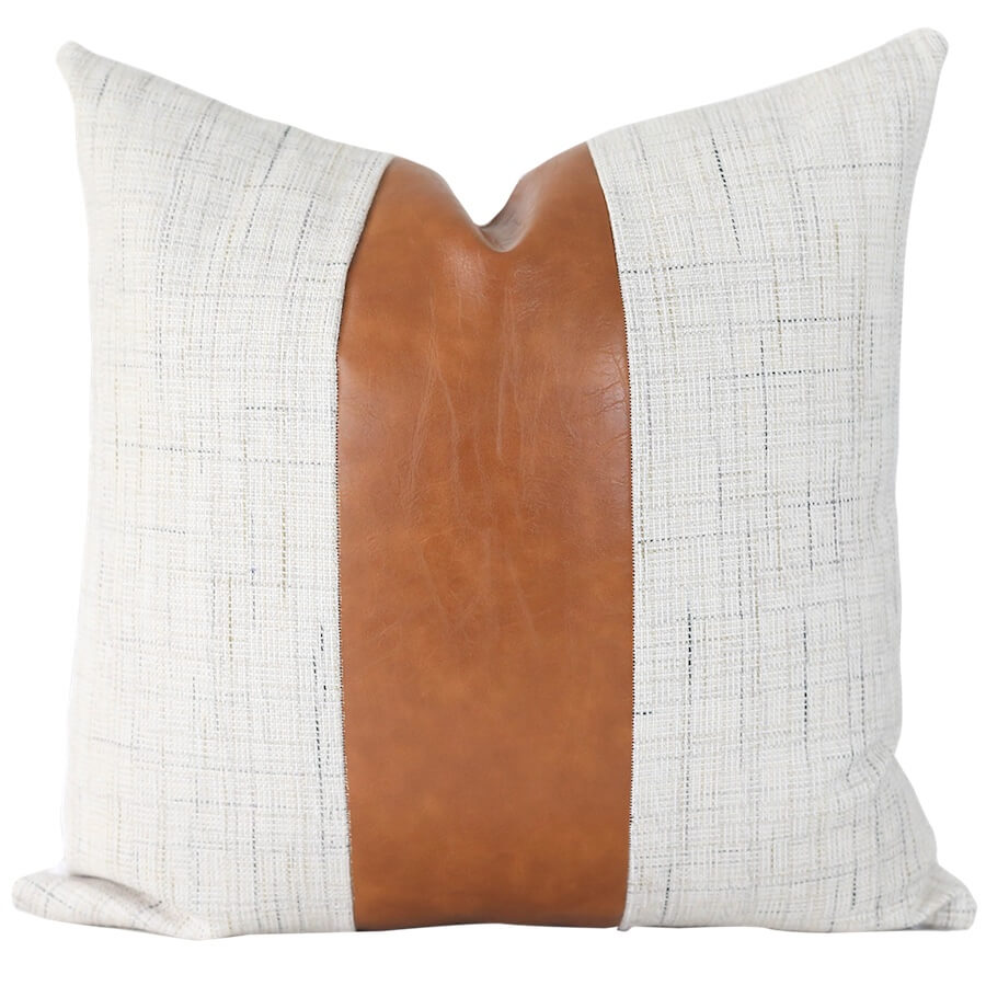 leather stripe pillow cover