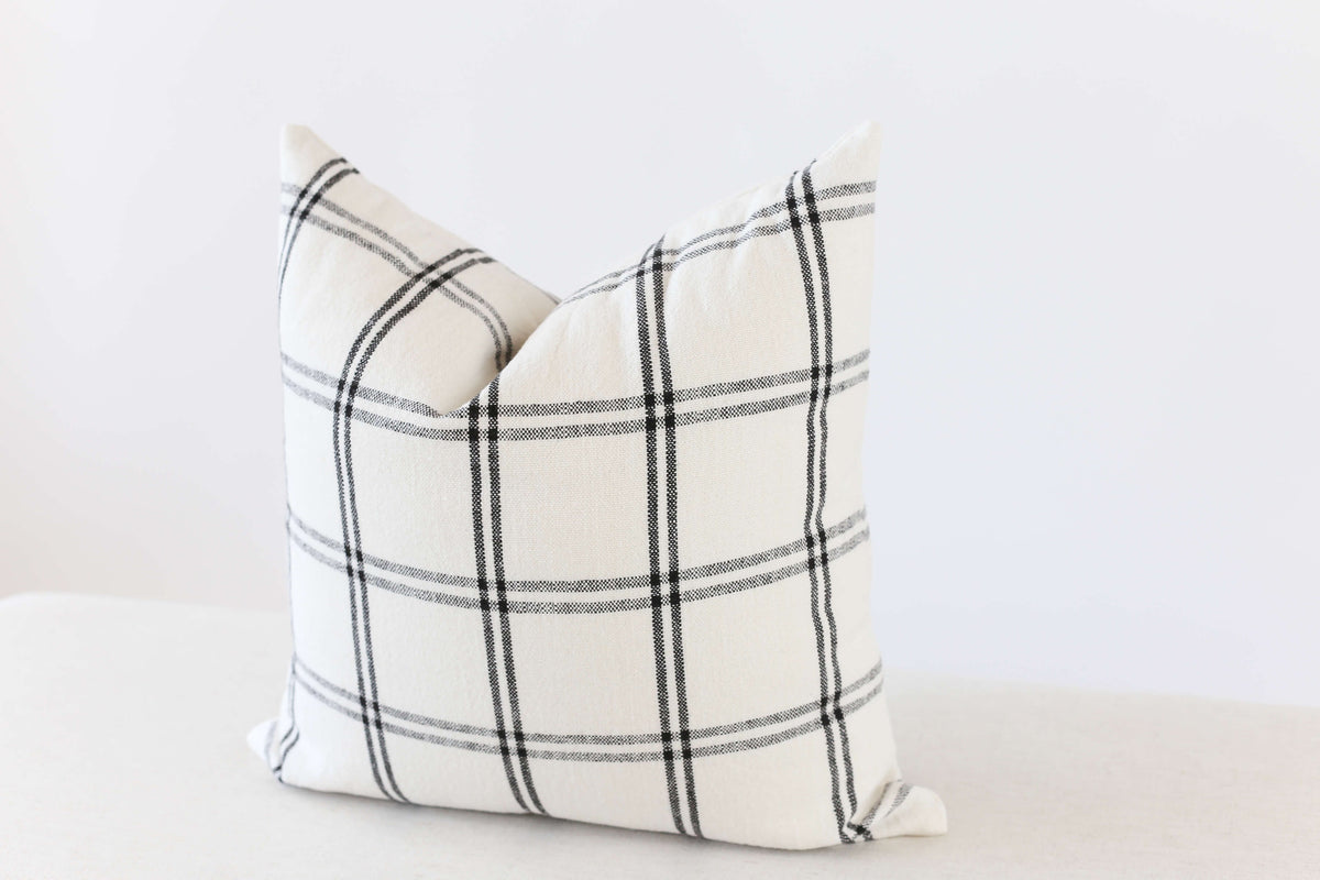black and white plaid pillow cover