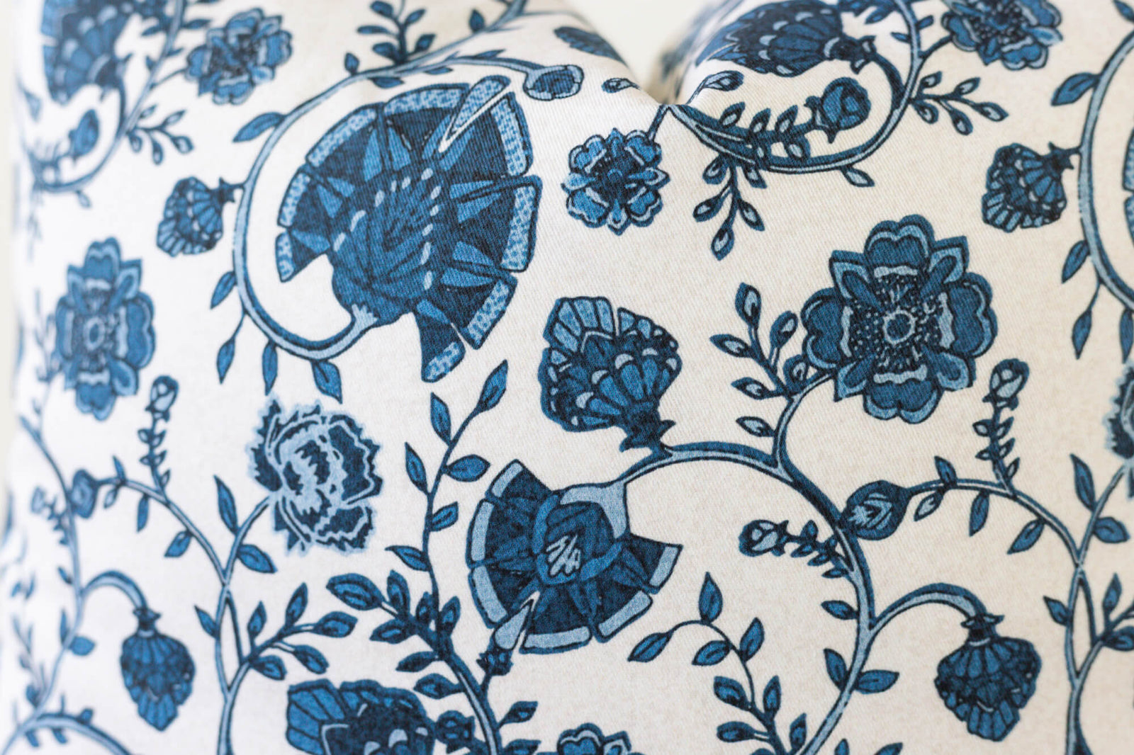 blue floral print damask pillow cover