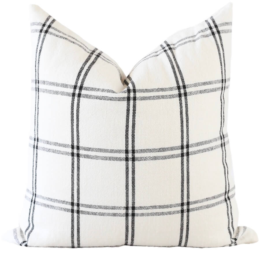 black and white plaid pillow cover