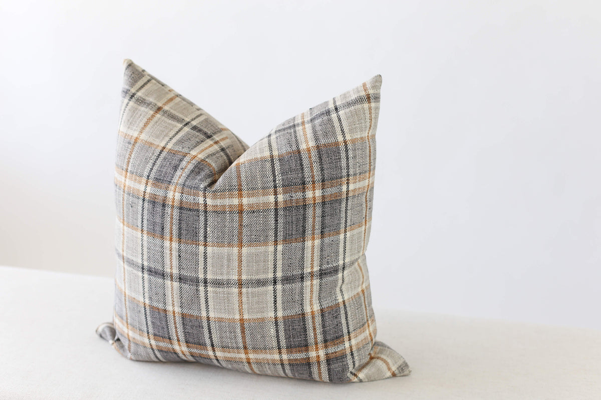 fall rust orange plaid pillow cover
