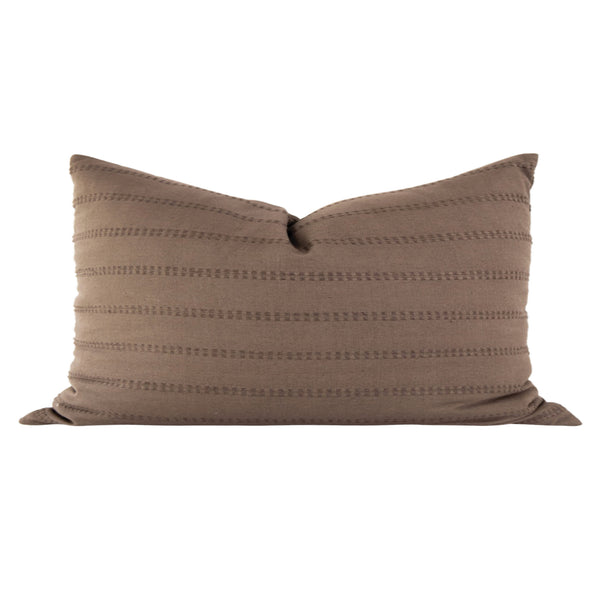 Brown Stripe Linen Throw Pillow Cover, Brown Throw Pillow 20x20, Boho