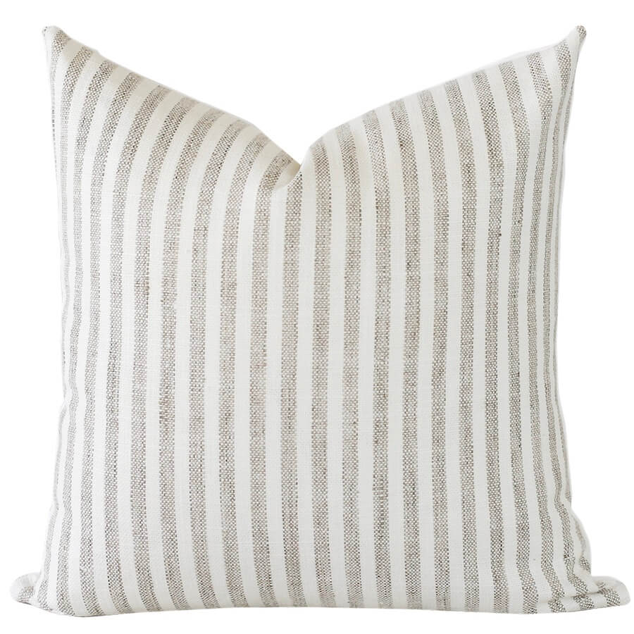 Modern Farmhouse Beige and Cream Stripe Pillow Cover