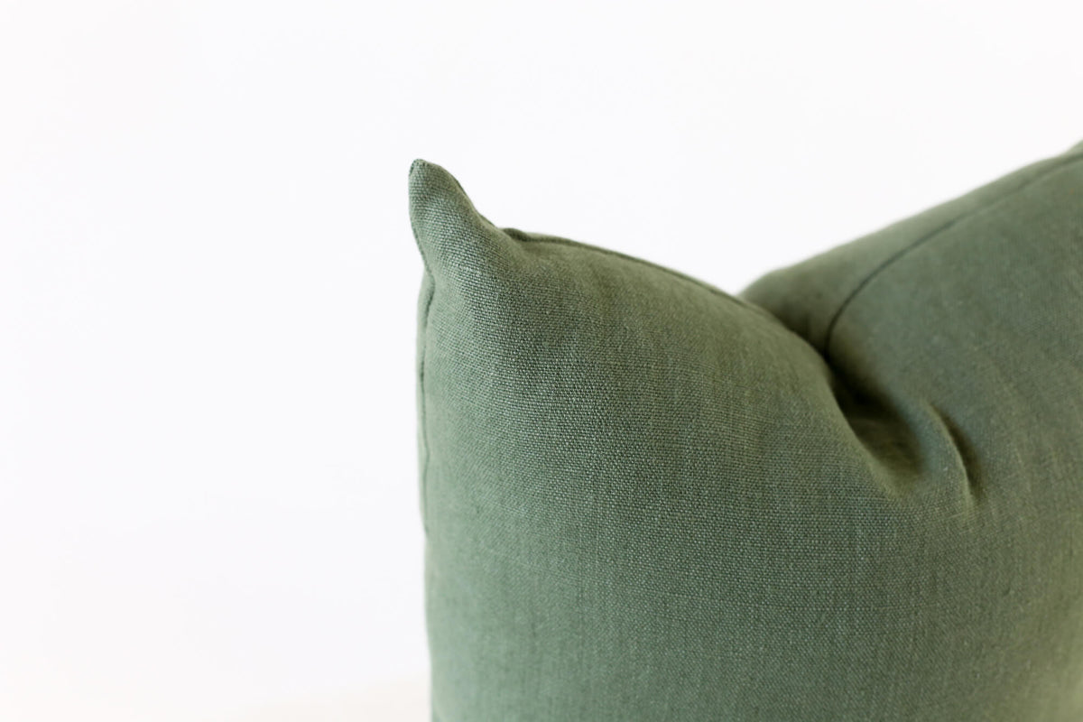 solid green linen pillow cover