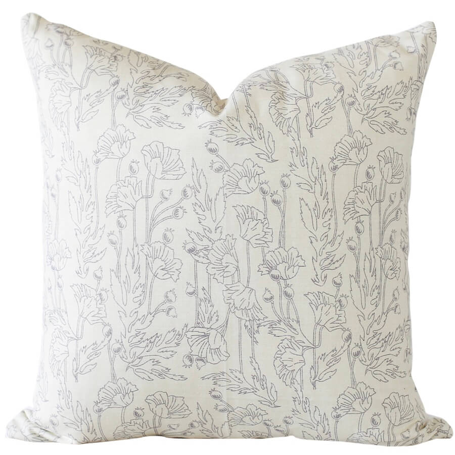 Modern Grey and Cream Floral Pillow Cover