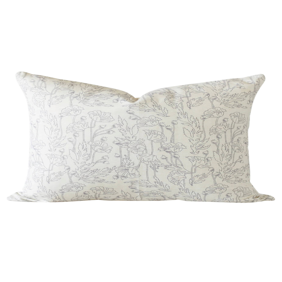 Grey Poppy Pillow Cover