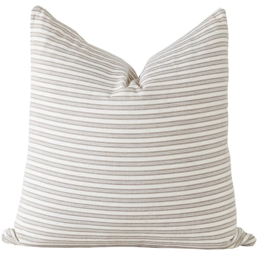 White and Grey Striped Pillow Cover