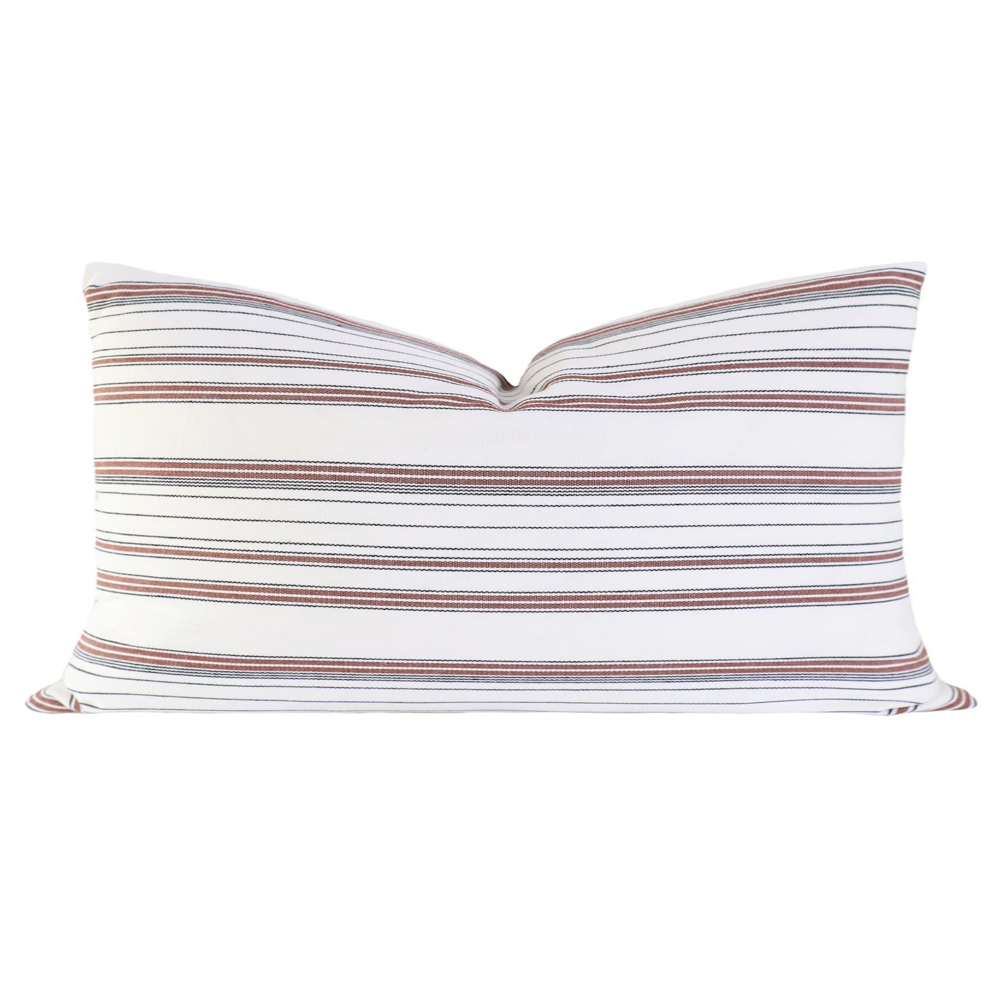 Hollis Rust Striped Throw Pillow Cover | Cream Woven