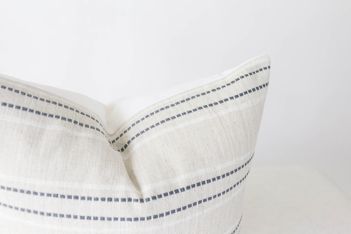 Beige with Charcoal Grey Stripes Pillow Cover