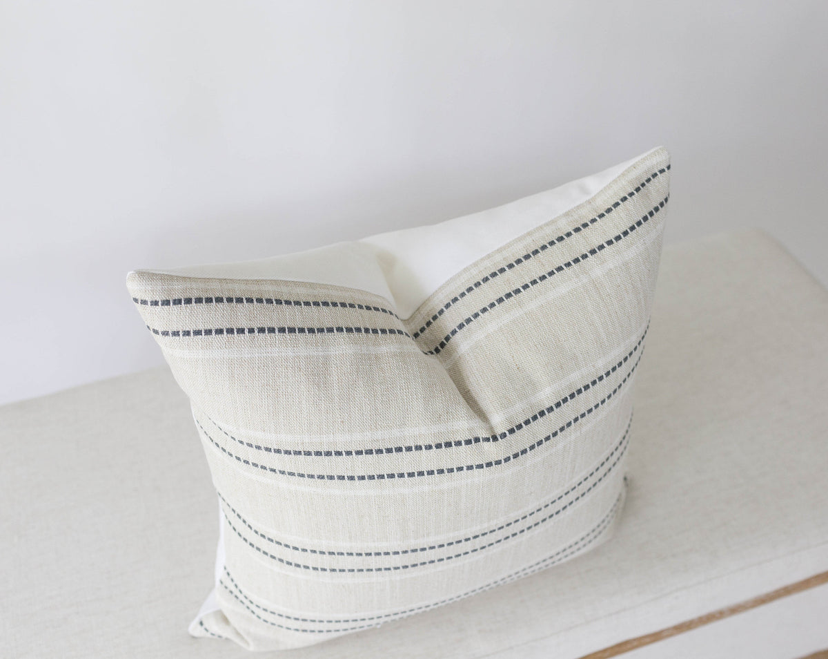 Beige with Charcoal Grey Stripes Pillow Cover