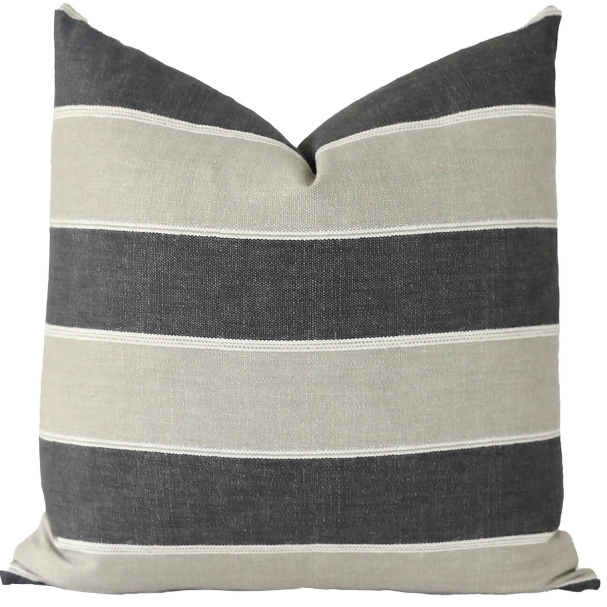 Charcoal Gray and Light Gray Stripe Throw Pillow