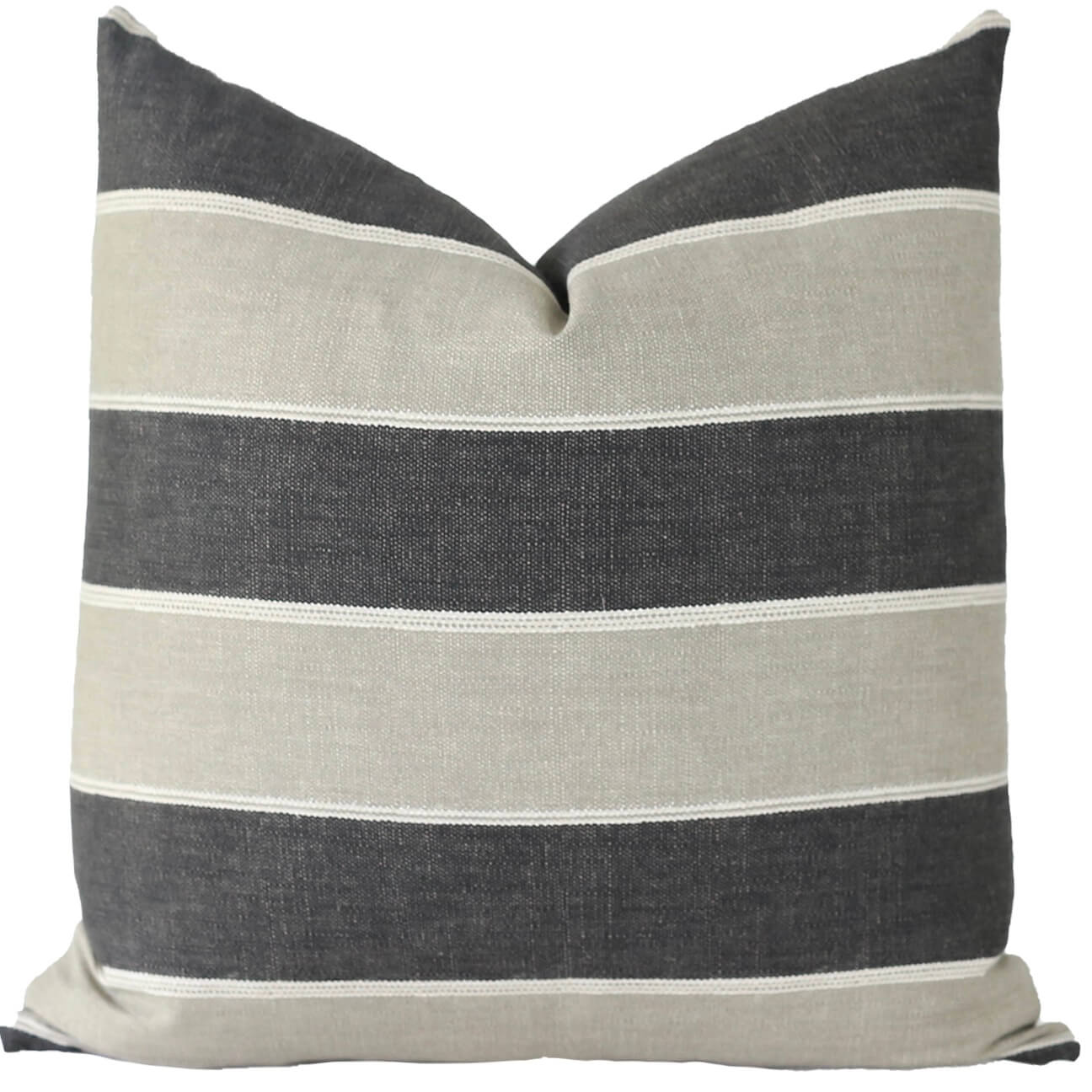 Charcoal Gray and Light Gray Stripe Throw Pillow