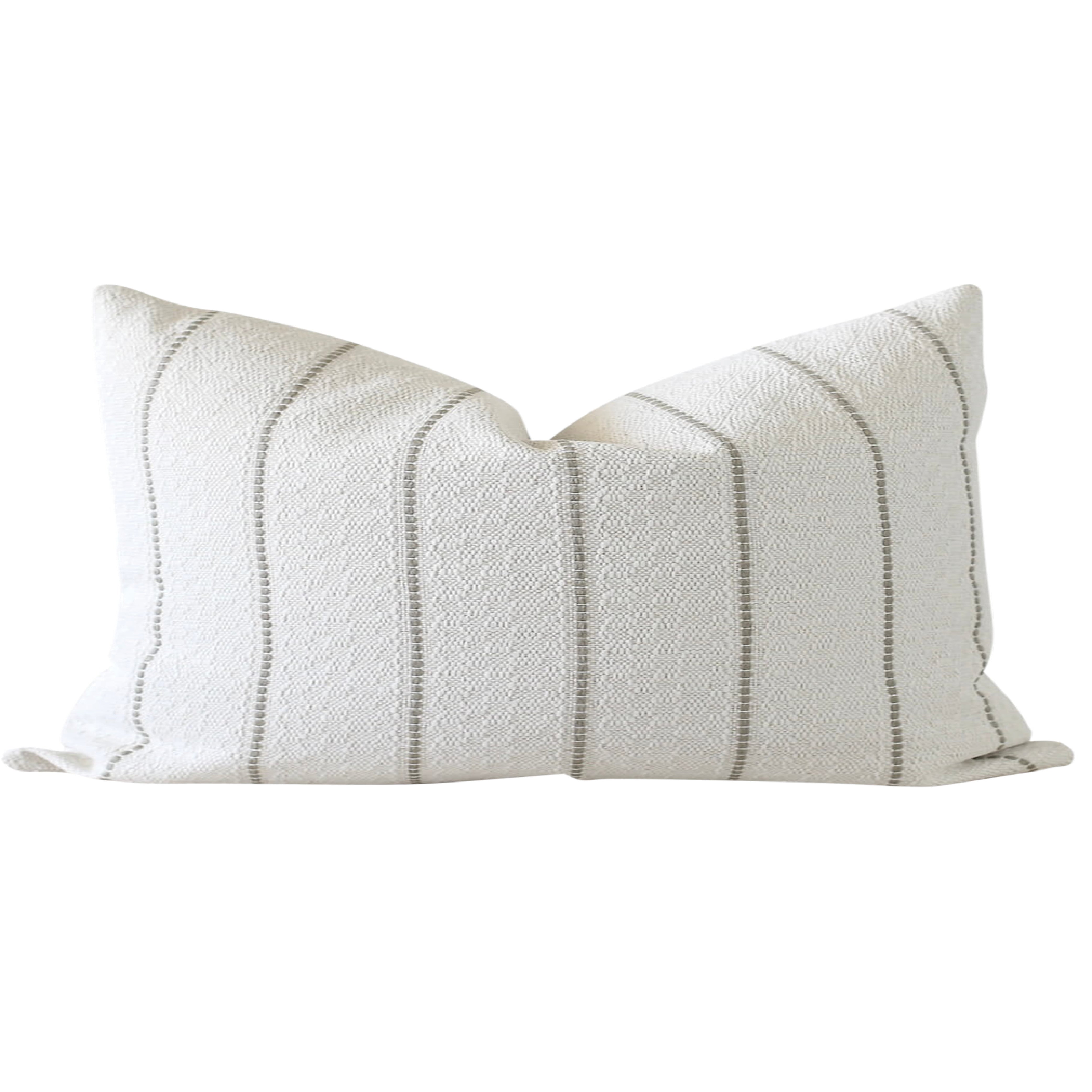 White Textured Throw Pillow, Striped Pillow Cover, Farmhouse Pillow