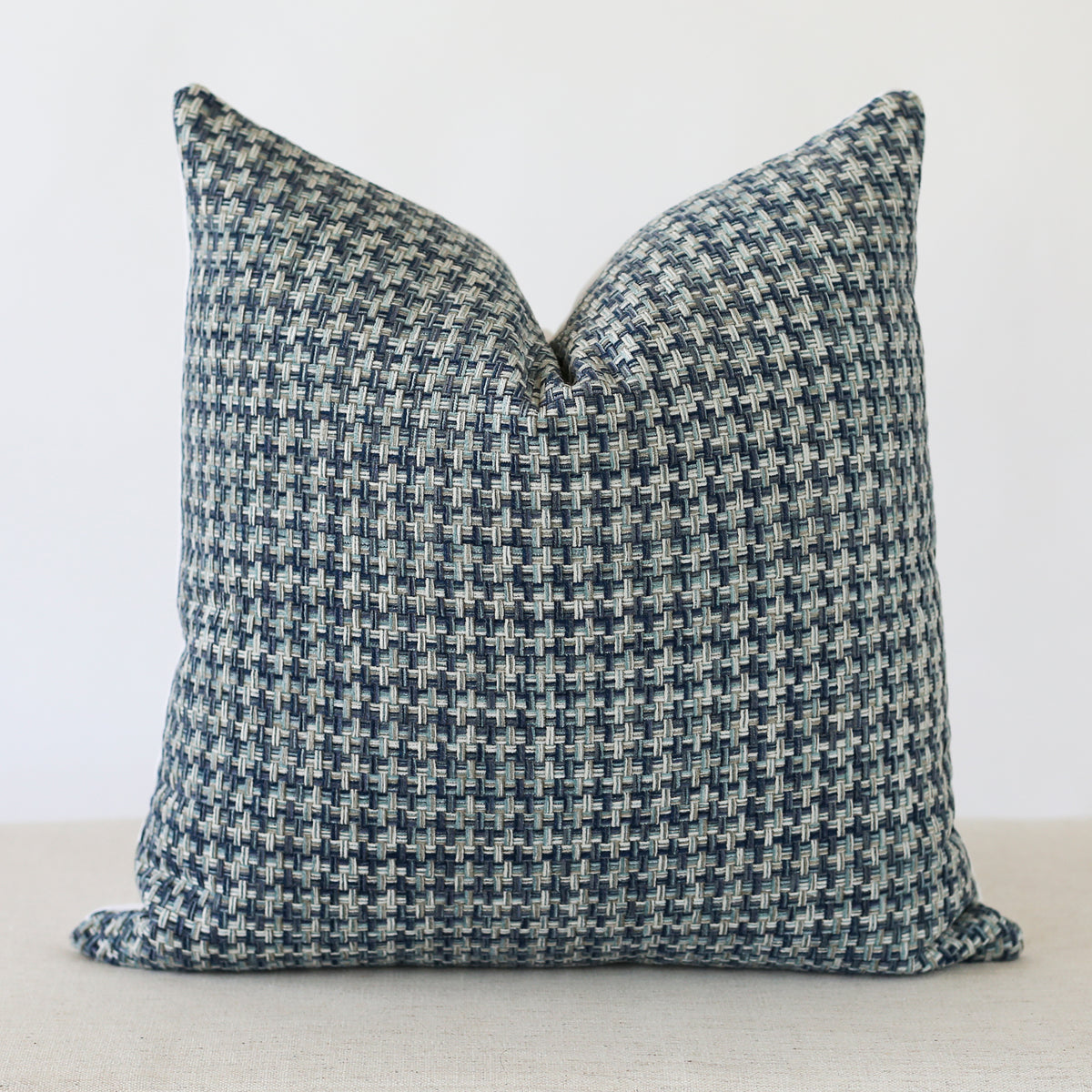 Navy Blue Woven Pillow Cover