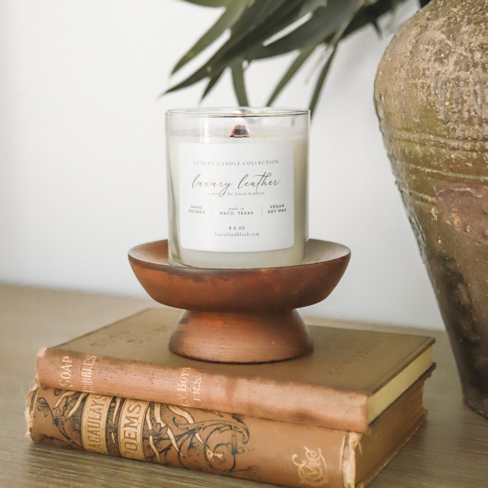 Leather sales scented candle