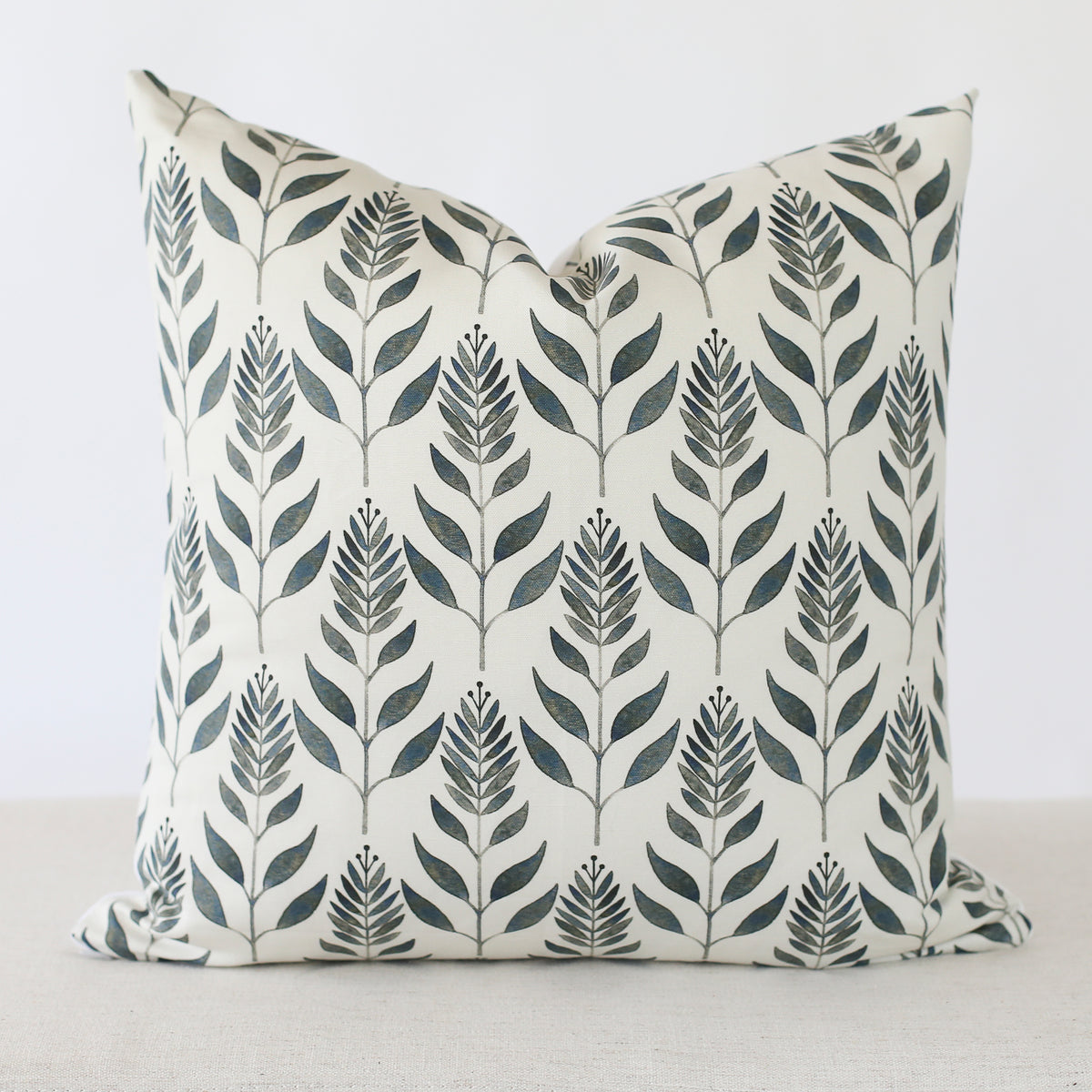 Green and Cream Botanical Print Pillow Covers