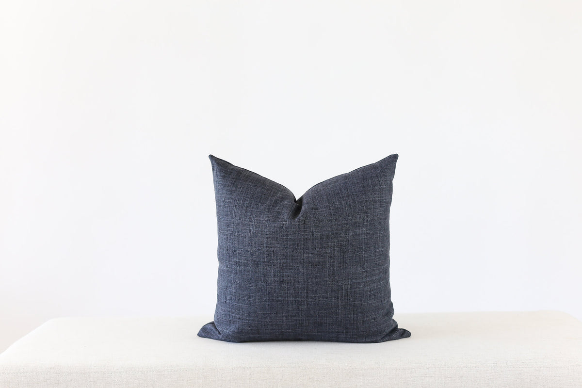 designer navy blue denim pillow cover laurel and blush