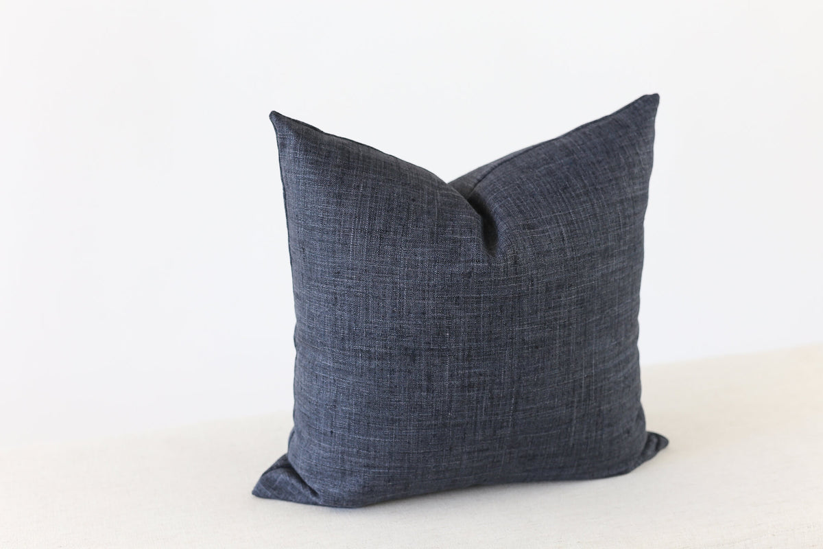 designer navy blue denim pillow cover laurel and blush