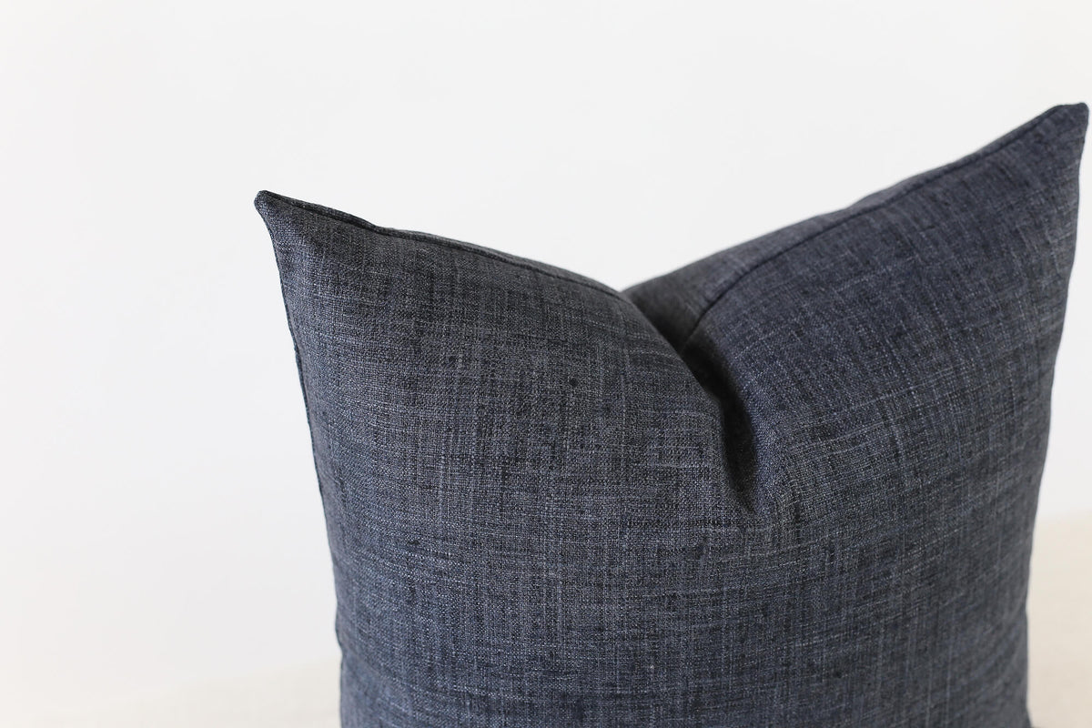 designer navy blue denim pillow cover laurel and blush