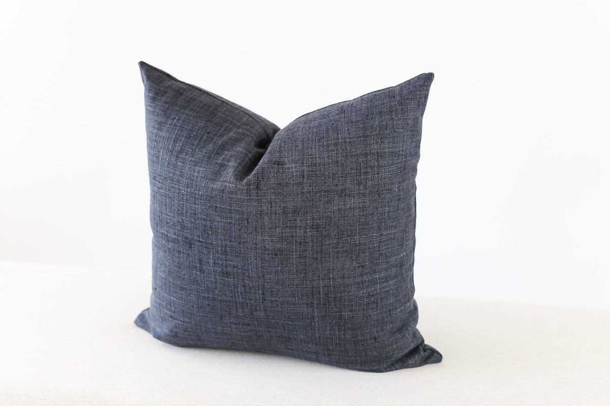 designer navy blue denim pillow cover laurel and blush