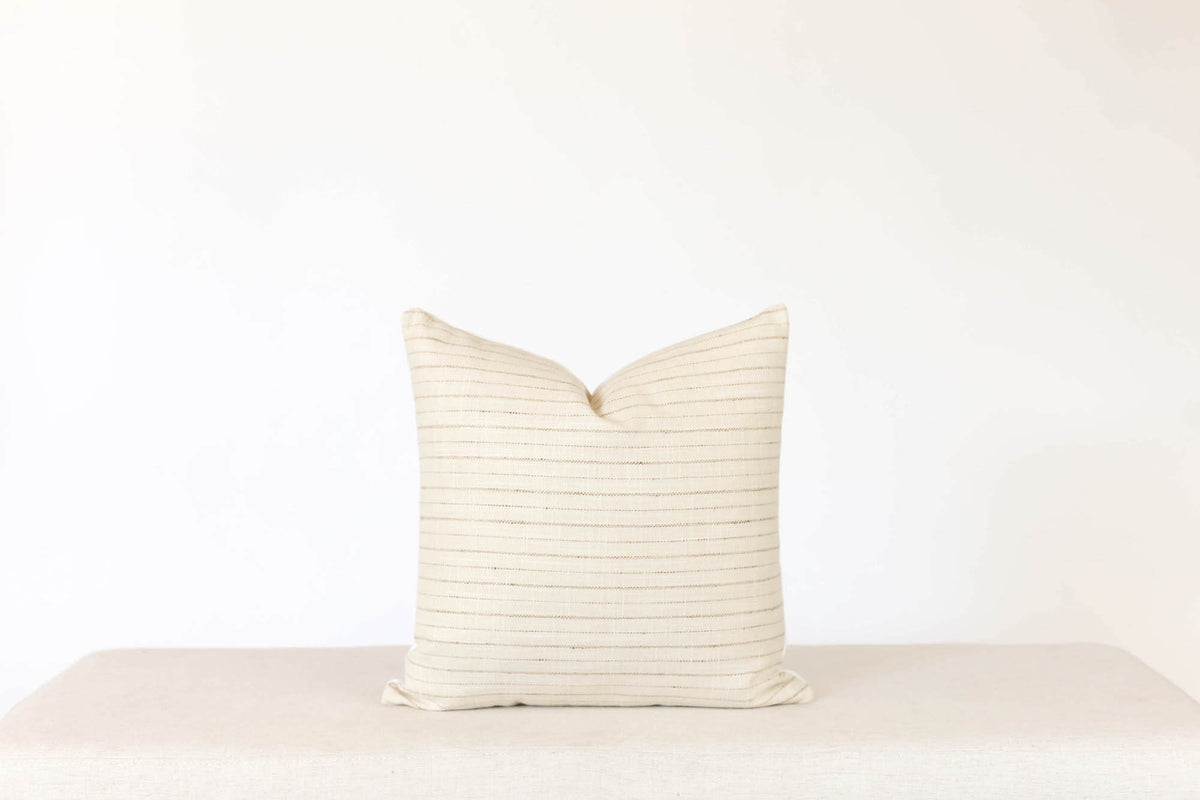 beige and brown stripe pillow cover