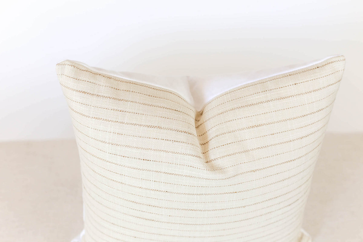 beige and brown stripe pillow cover