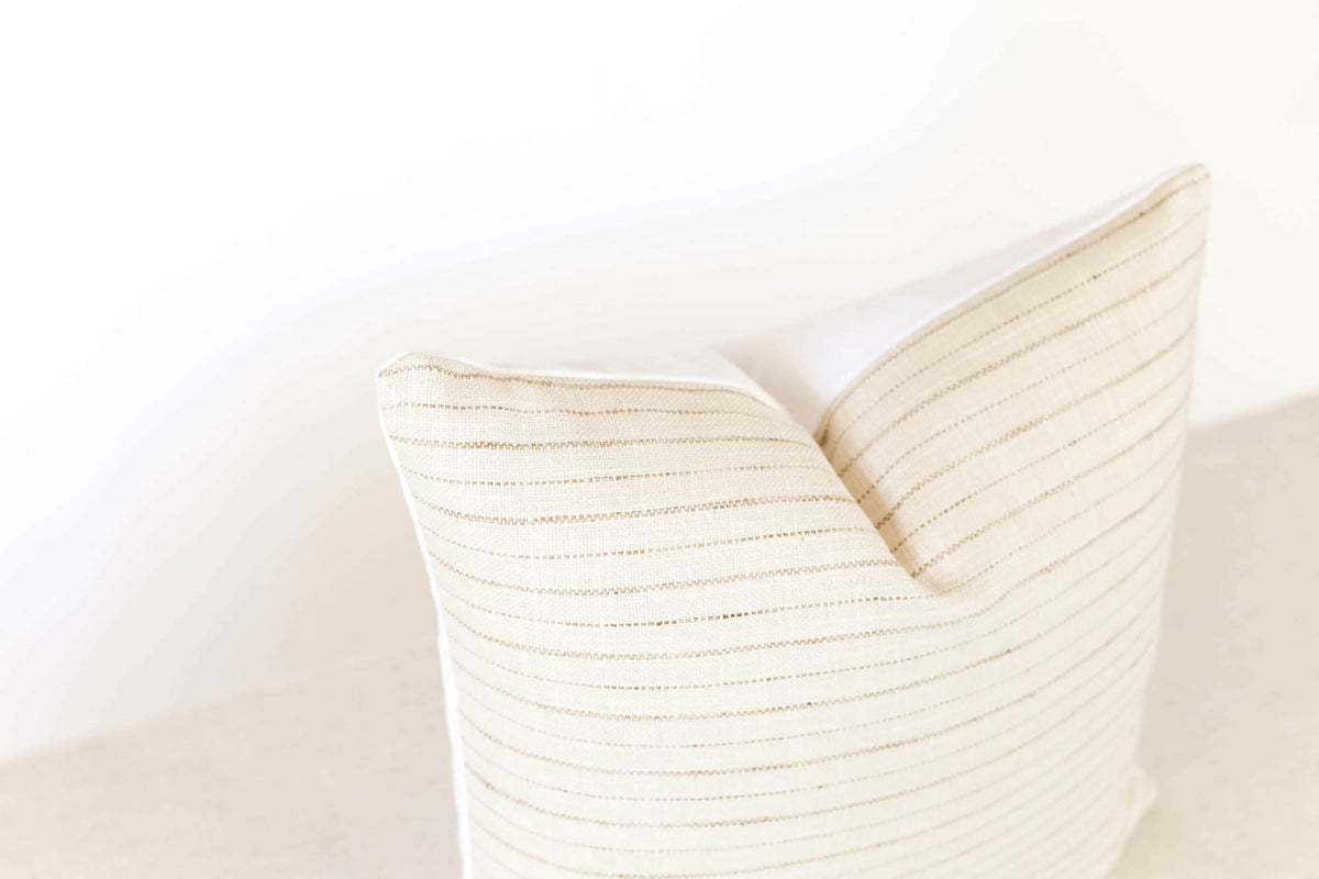 beige and brown stripe pillow cover