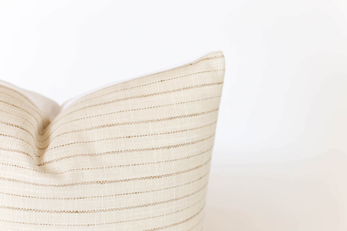 beige and brown stripe pillow cover