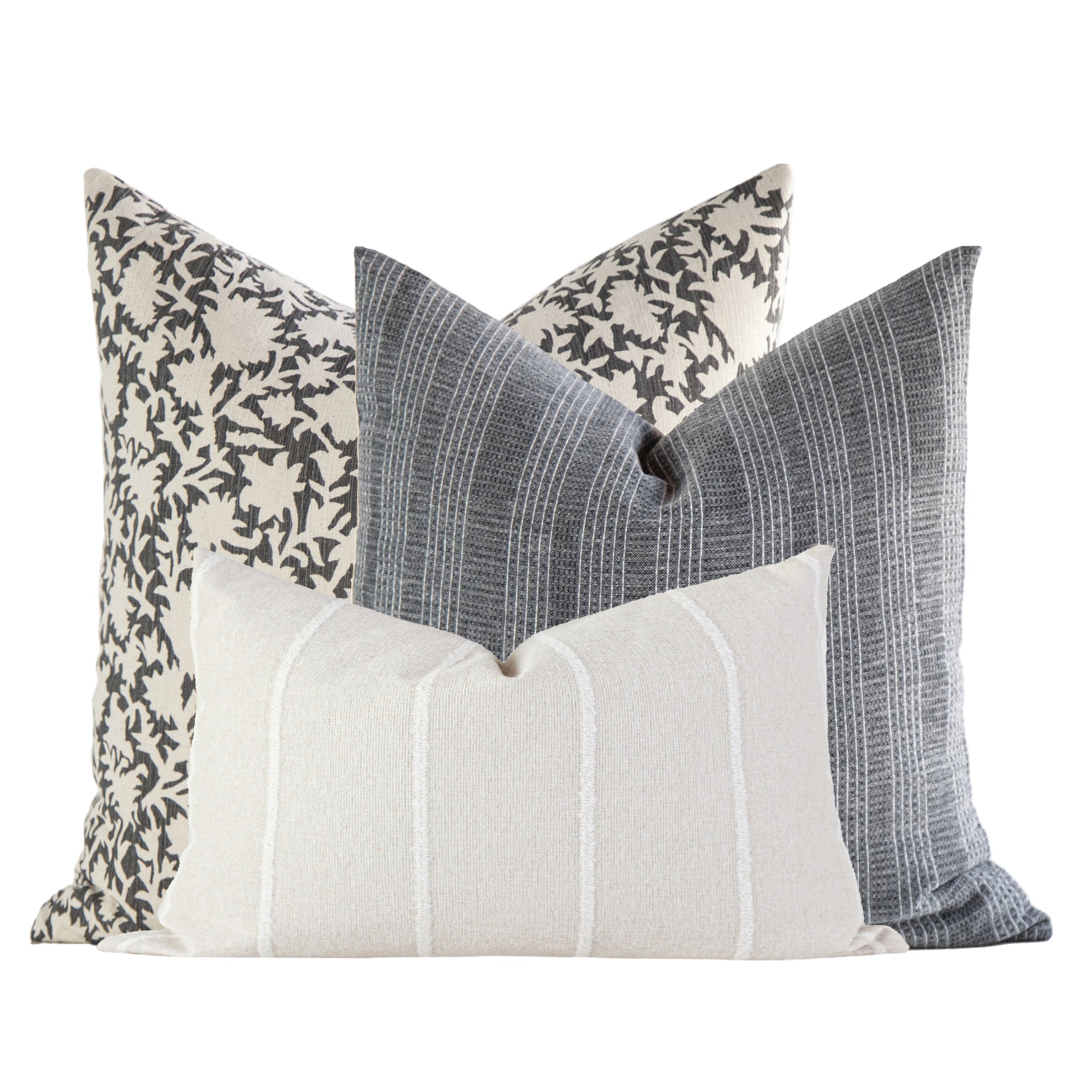 Fall Pillow Set 2 Neutral Pillows Floral Pillows Striped Pillows