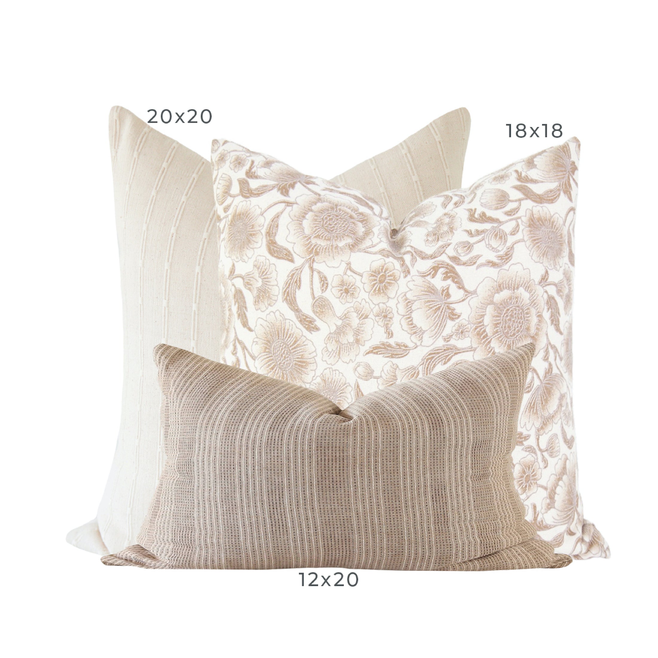 Fall Pillow Cover Set Neutral Pillow Combination Farmhouse Pillow Combo Monotone Pillow Set Throw Pillow for Couch Floral Accent Pillow Laurel and Blush