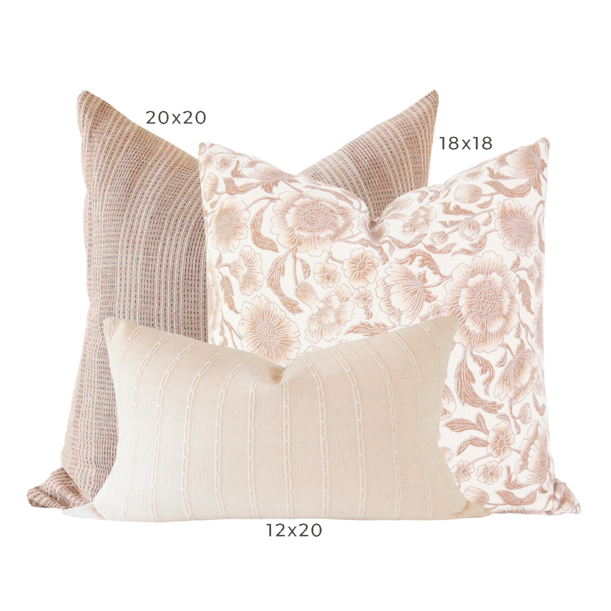 Fall Pillow Cover Set, Neutral Pillow Combination, Farmhouse Pillow Combo,  Monotone Pillow Set, Throw Pillow for Couch, Floral Accent Pillow - Laurel  and Blush