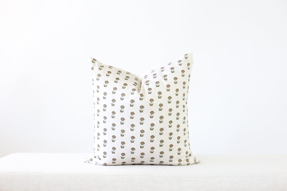 small blush floral print pillow cover