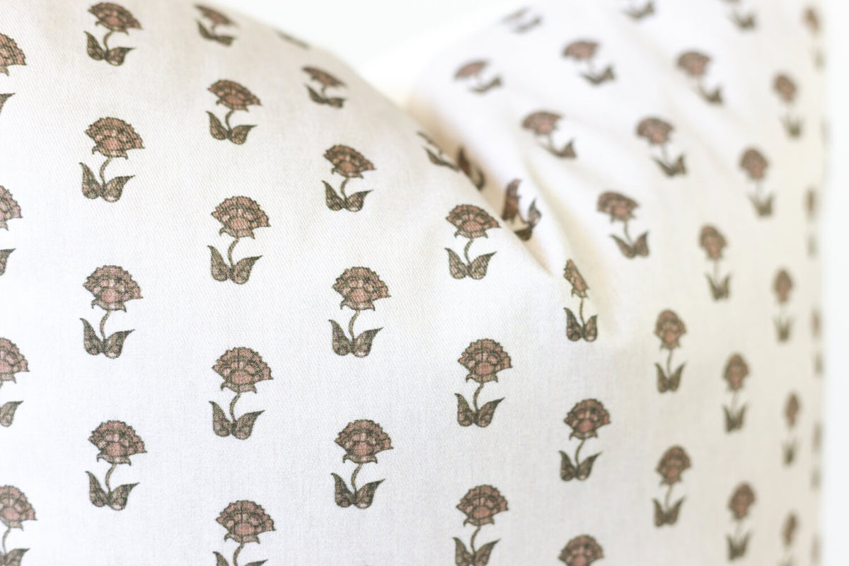 small blush floral print pillow cover