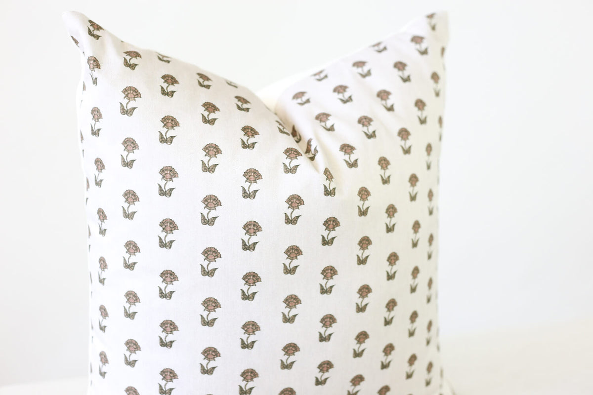 small blush floral print pillow cover