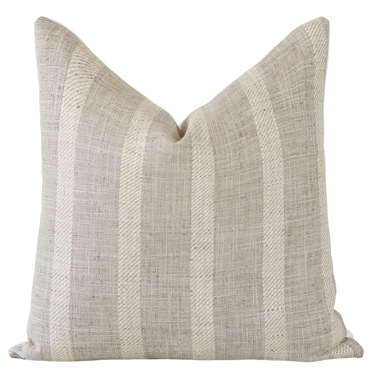 Grey and Beige Striped Linen Pillow Cover