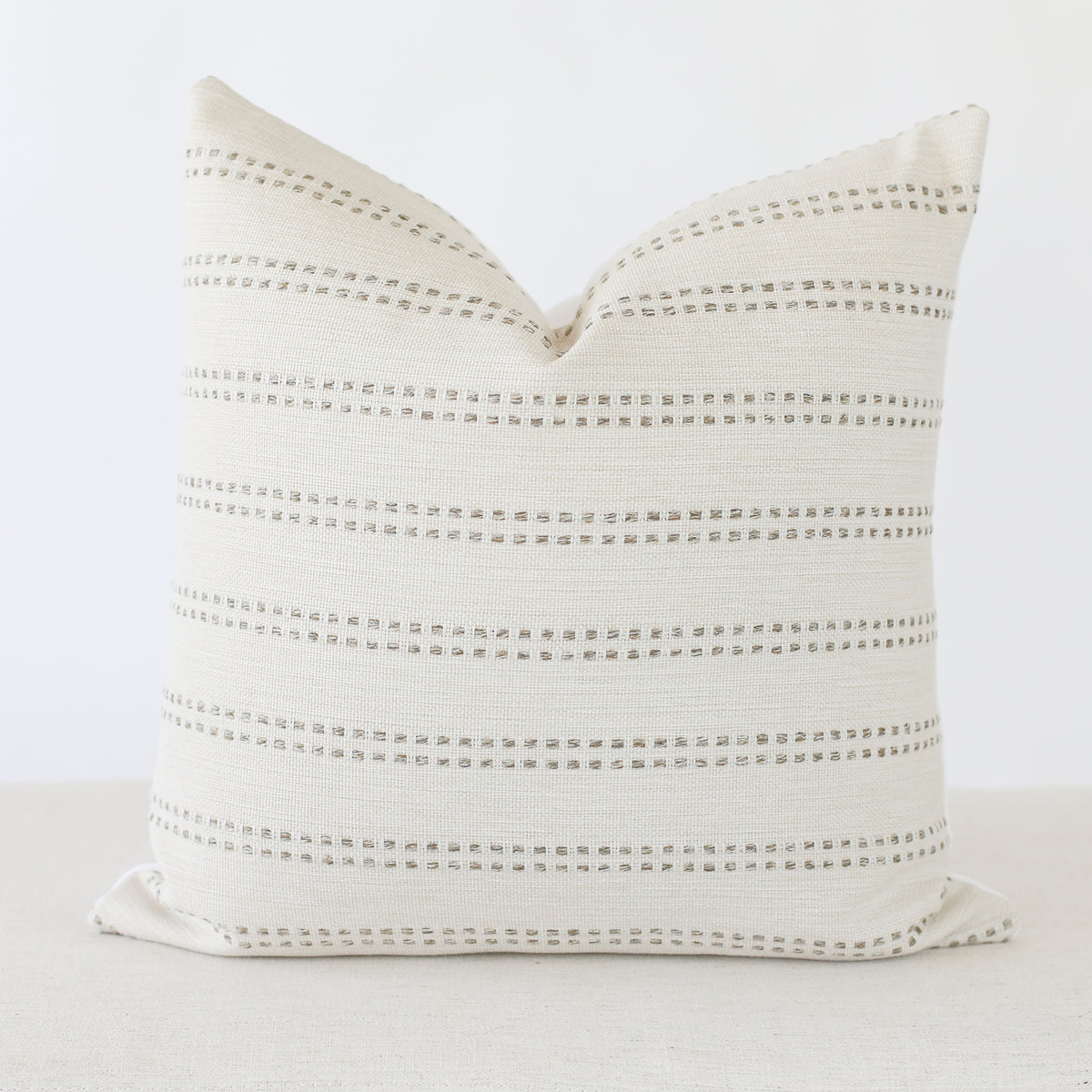 Cream and Grey Stripe Pillow Cover