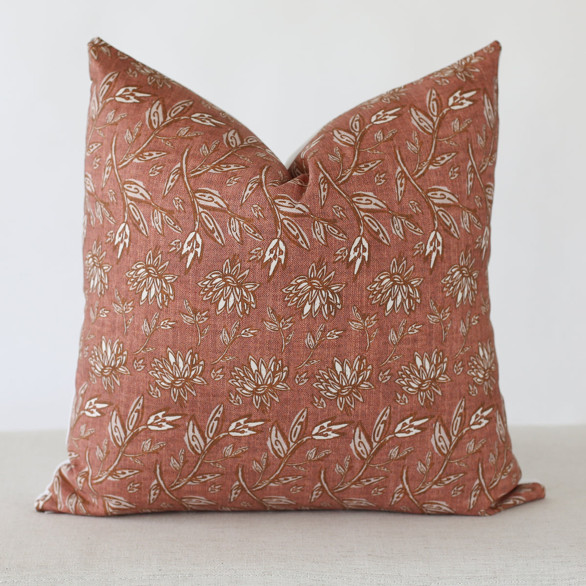 Terracotta Floral Pillow Cover