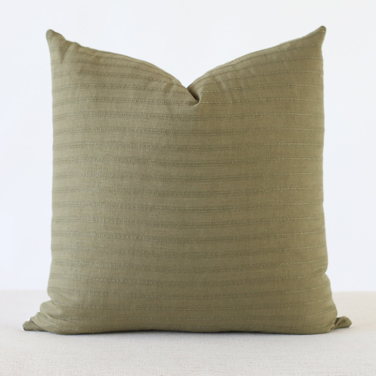 Green Farmhouse Stripe Pillow
