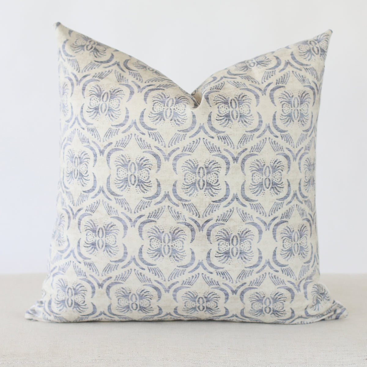 Blue and Cream Quatrefoil Pillow Cover